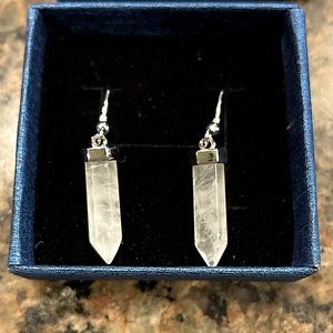 Real Clear Quartz Crystal Point Earrings